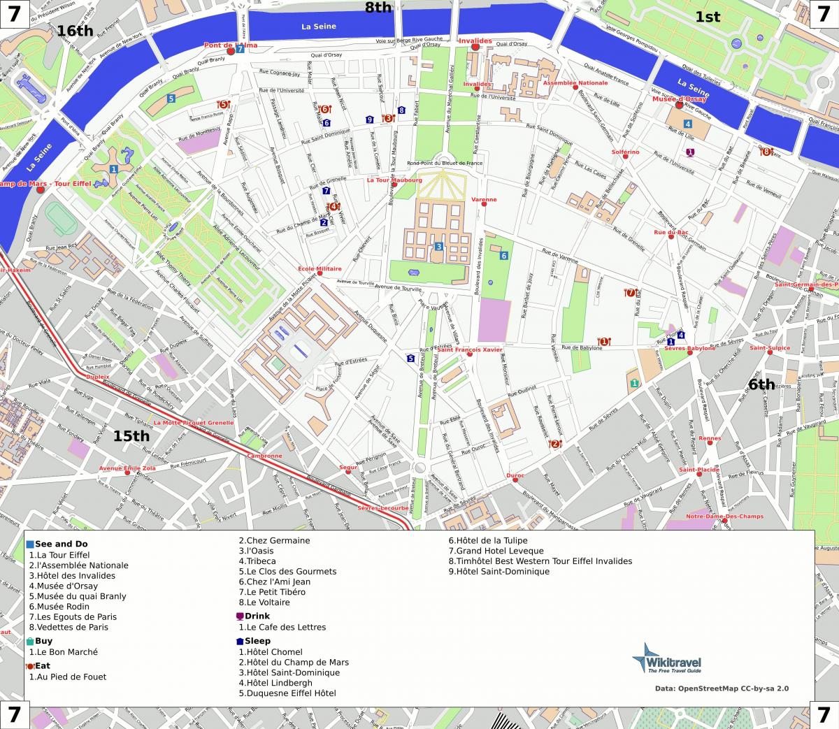Karte des 7. arrondissement von Paris