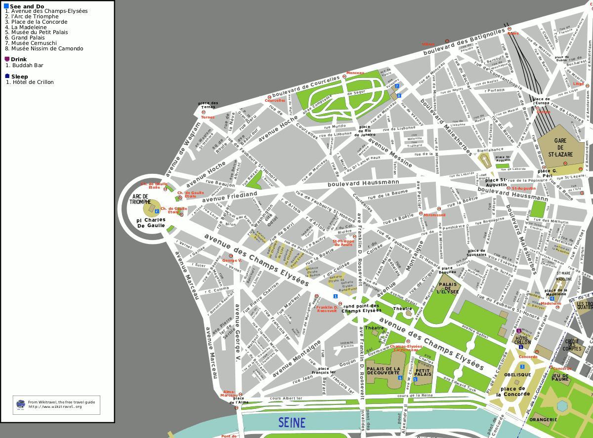 Karte des 8. arrondissement von Paris