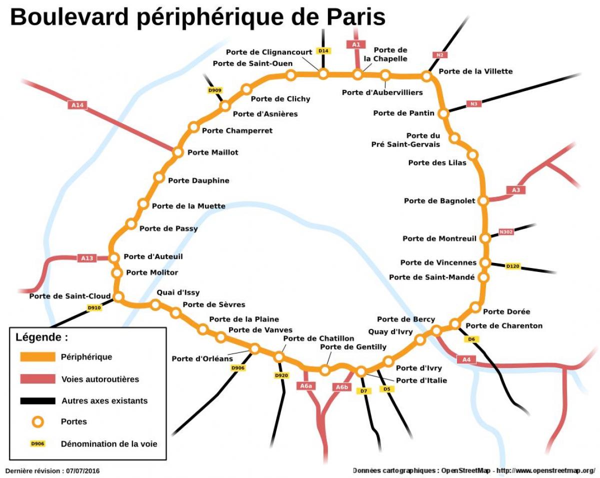 Landkarte von Boulevard Périphérique