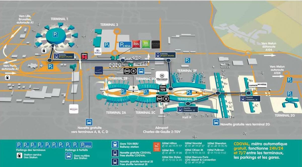 Karte von CDG Flughafen