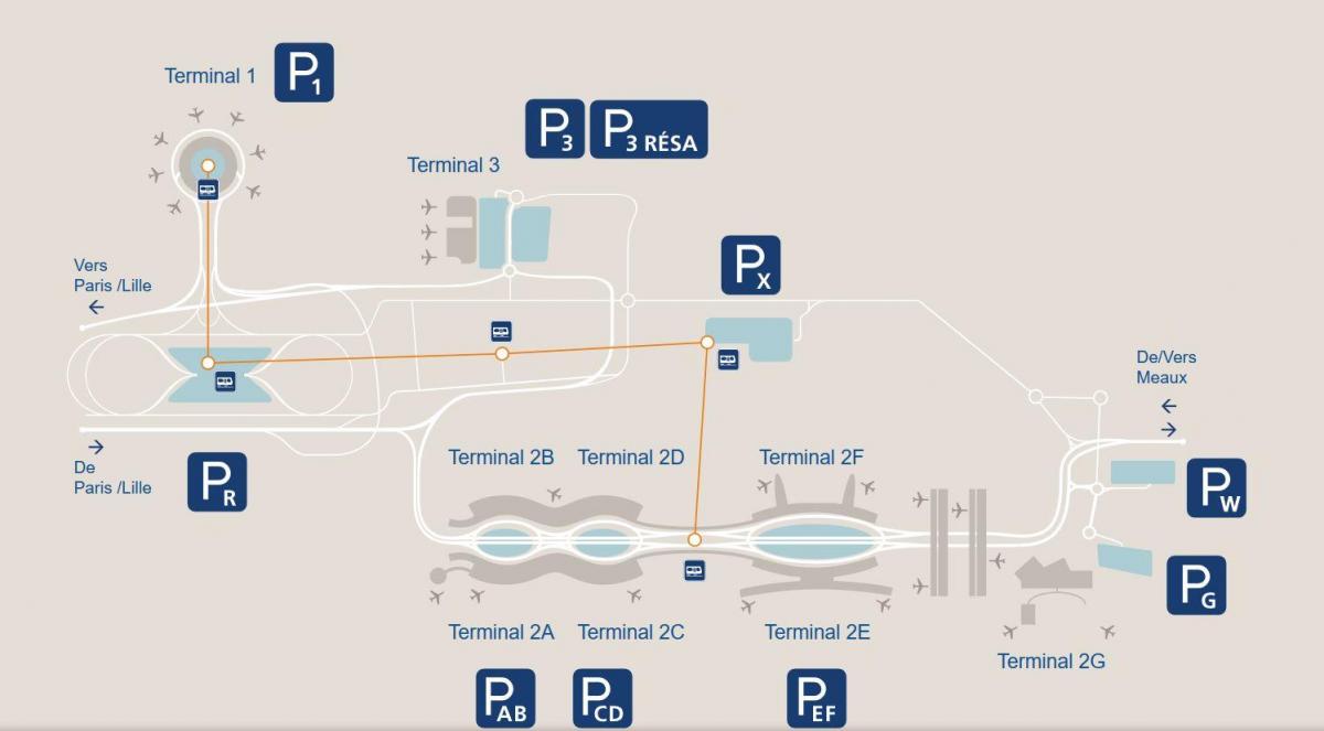 Karte von CDG Flughafen Parken