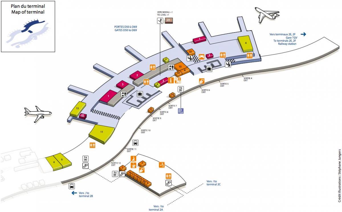 Karte von CDG Flughafen terminal 2D