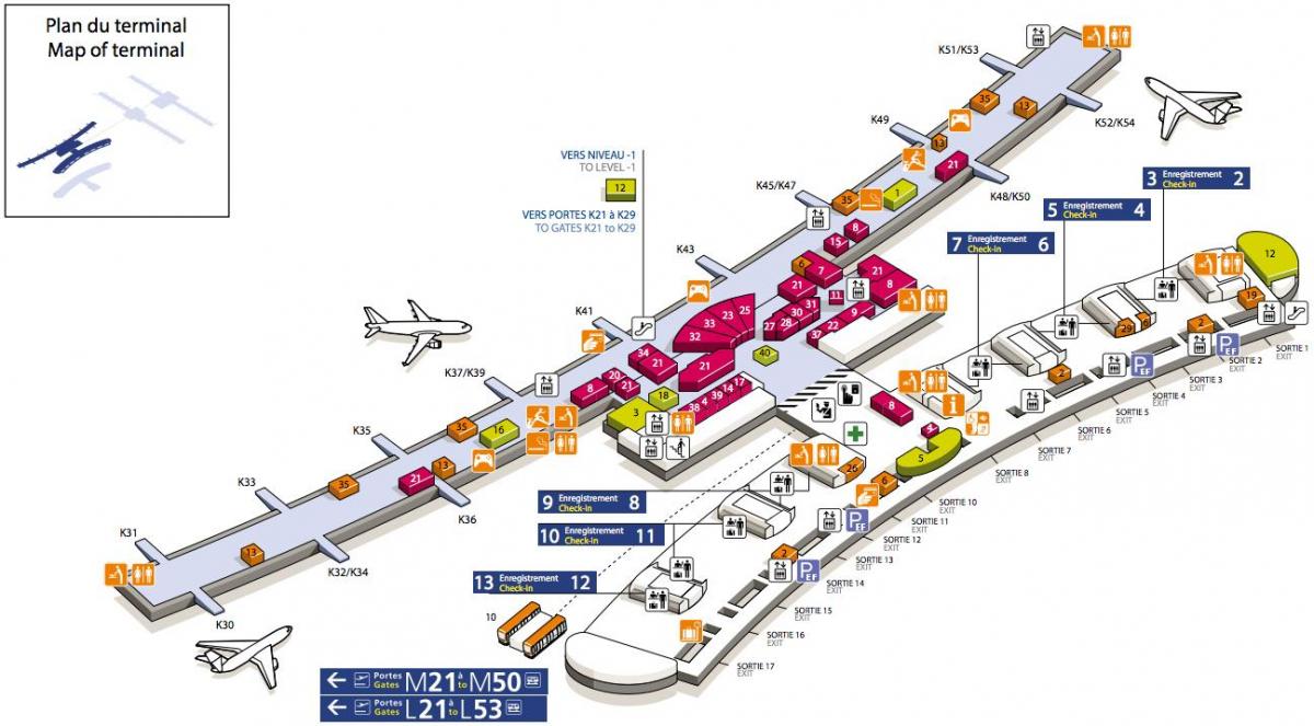 Karte von CDG Flughafen terminal 2E