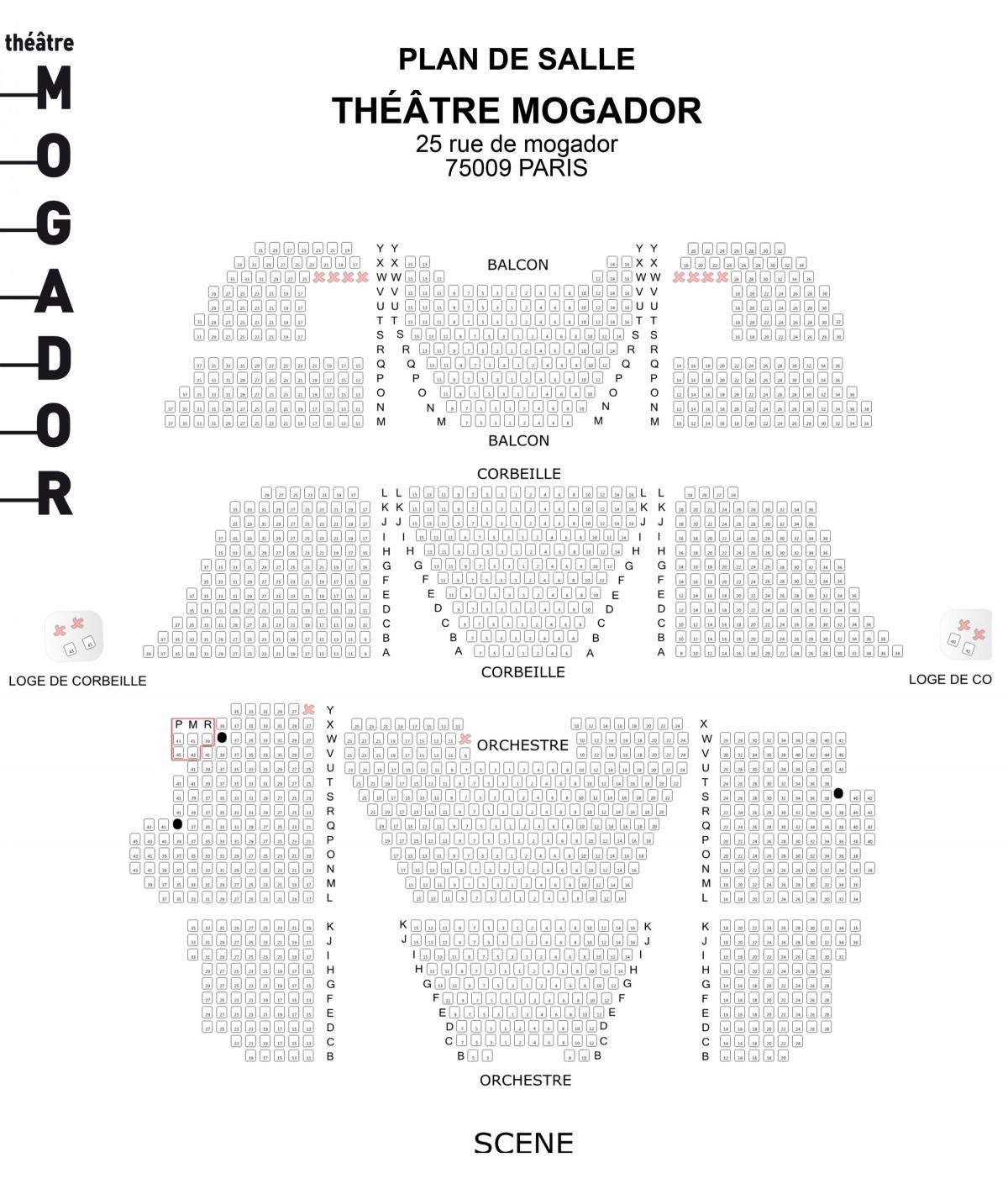 Karte des Théâtre Mogador