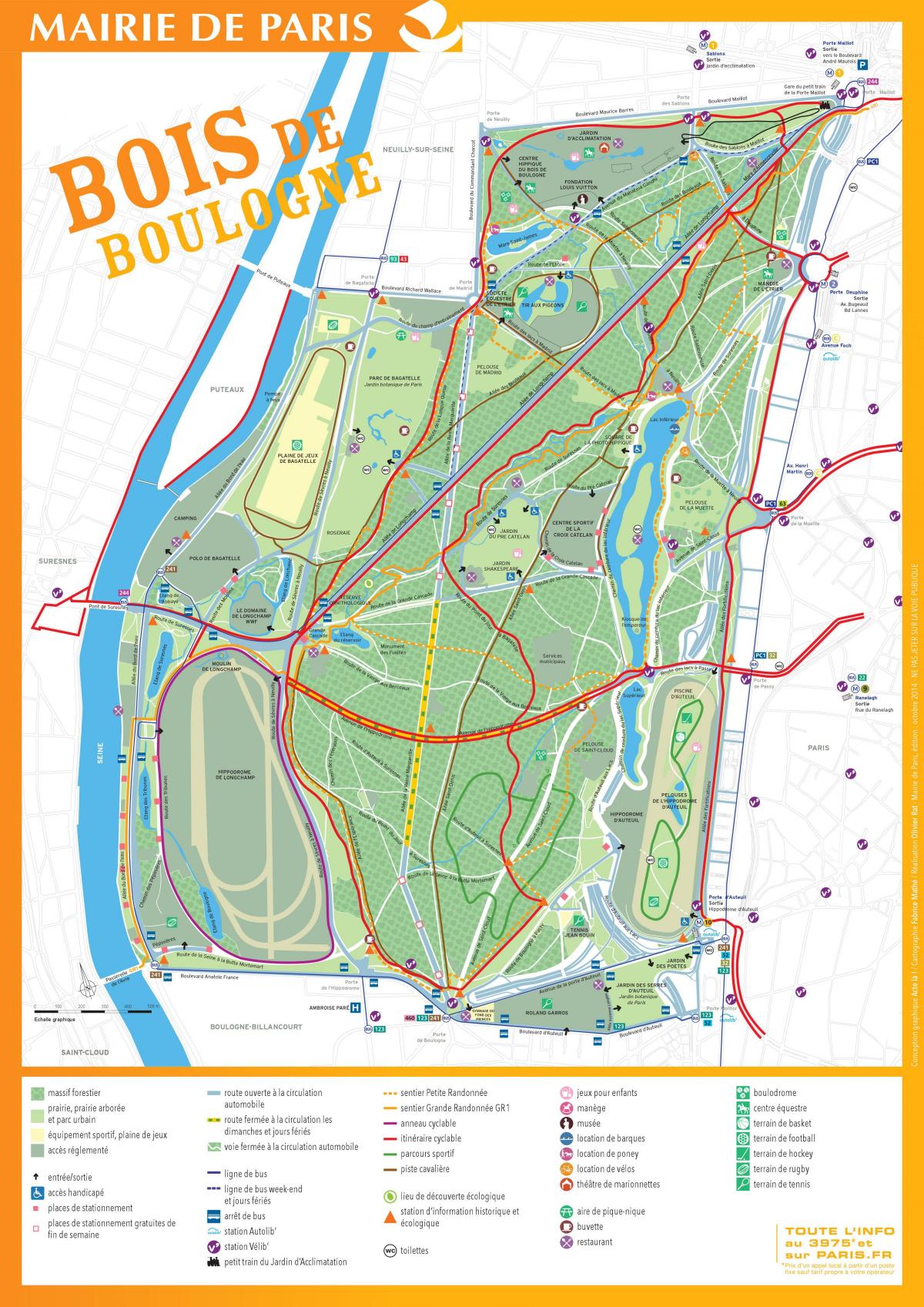 Karte des Bois de Boulogne