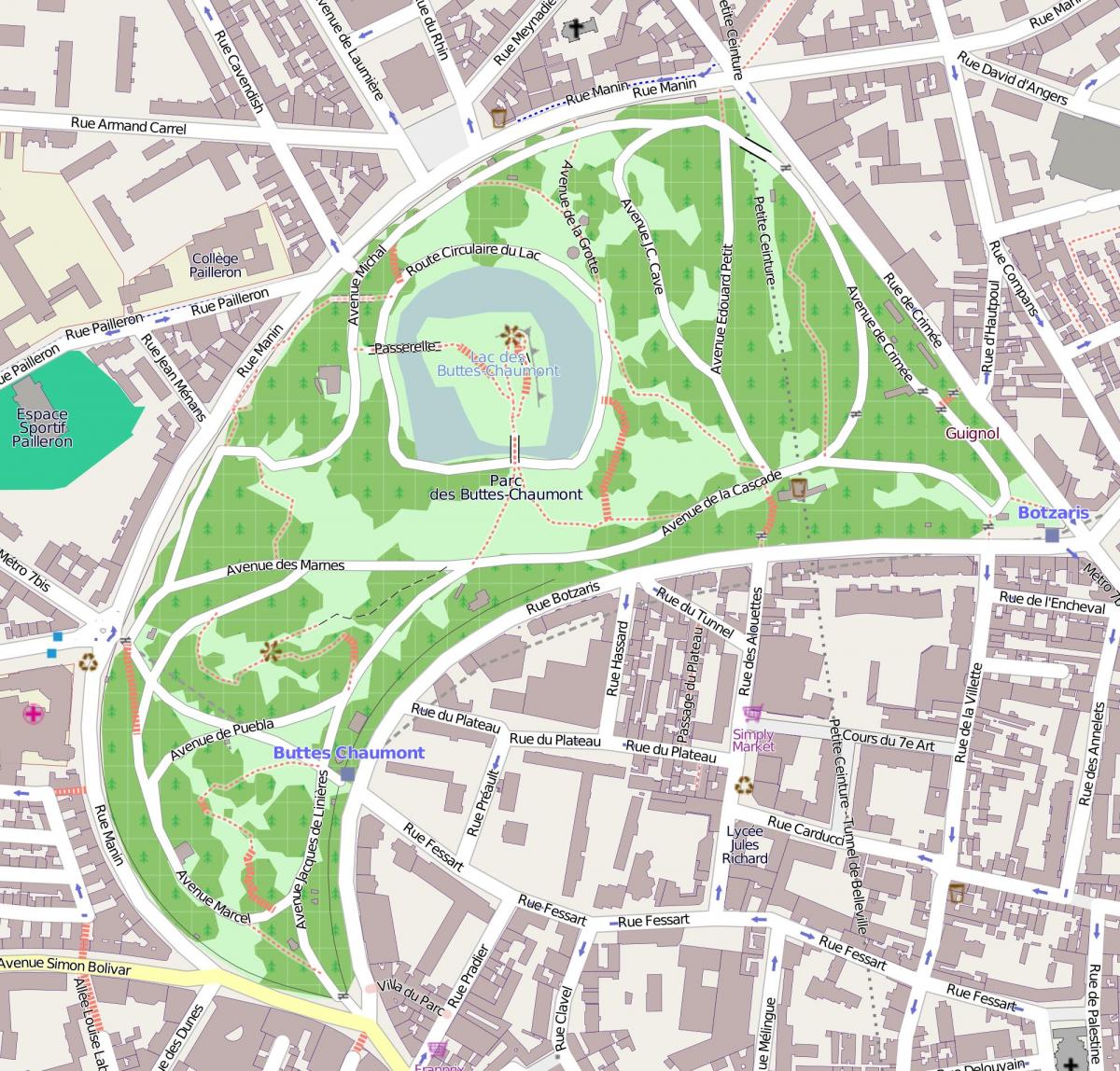 Karte des Parc des Buttes-Chaumont