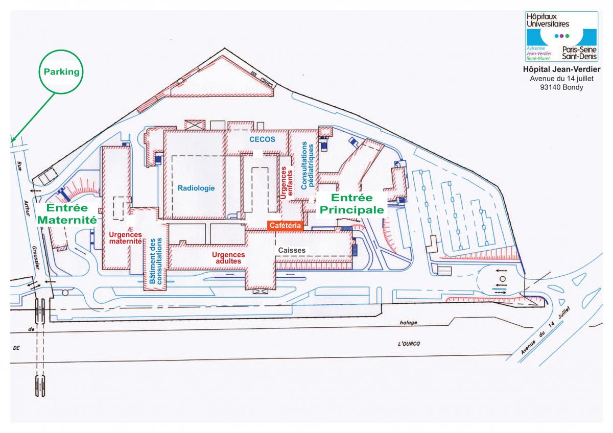 Karte von Jean-Verdier Krankenhaus