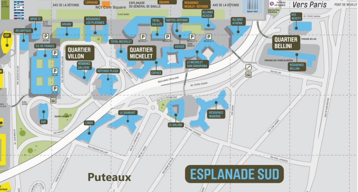 Karte von La Défense South Esplanade