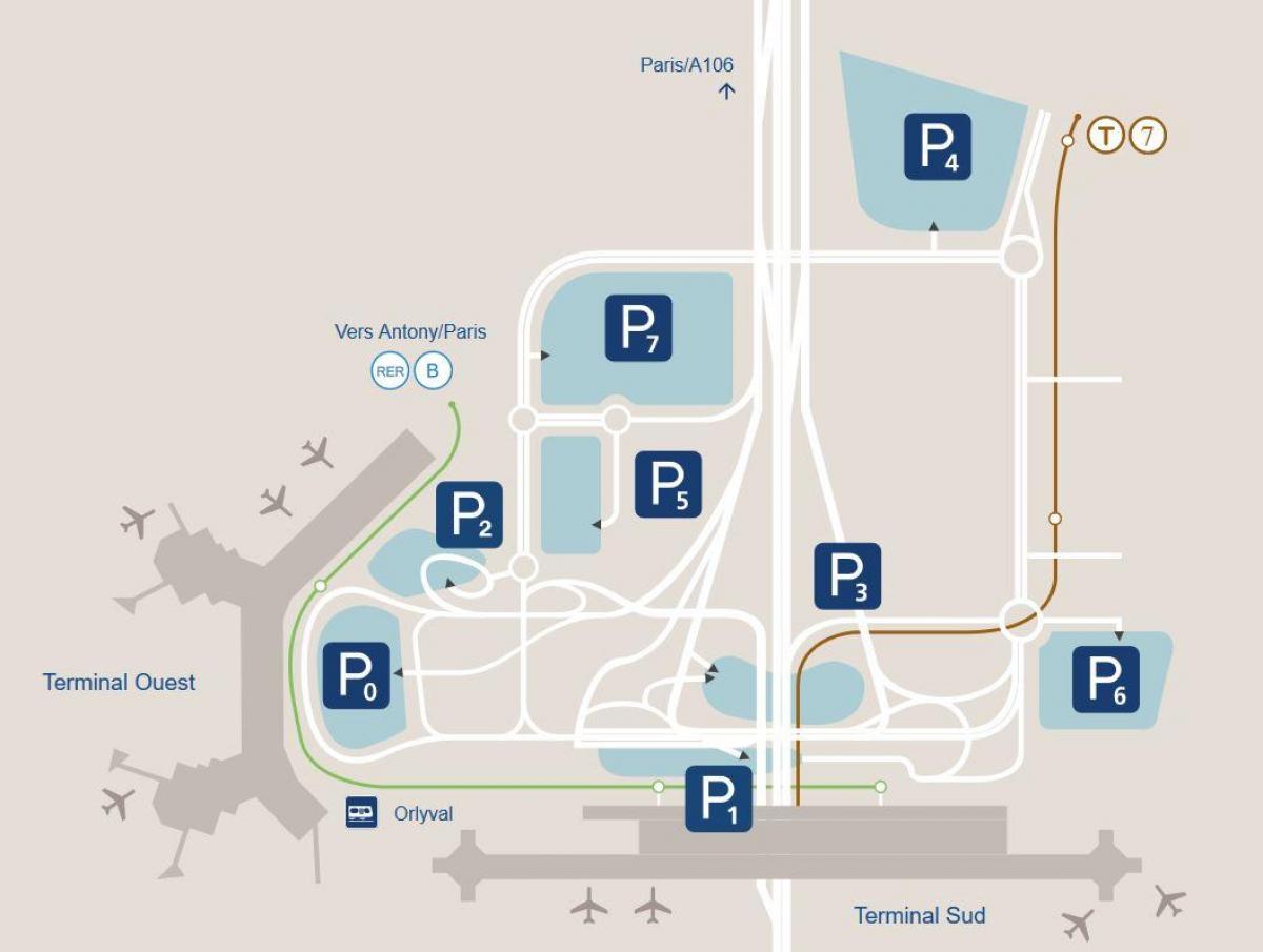 Karte von Orly airport Parken