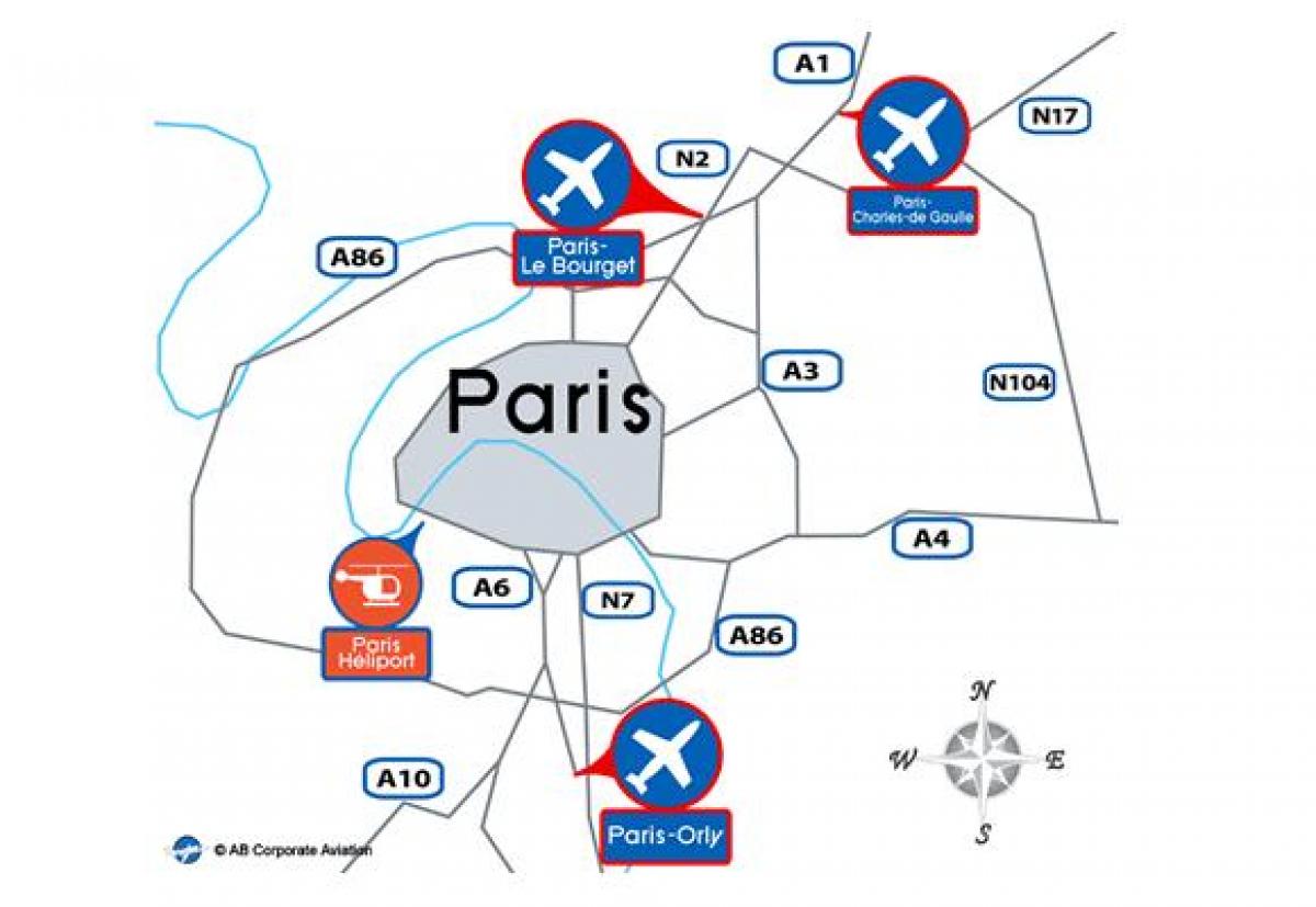 Karte von Paris Flughafen