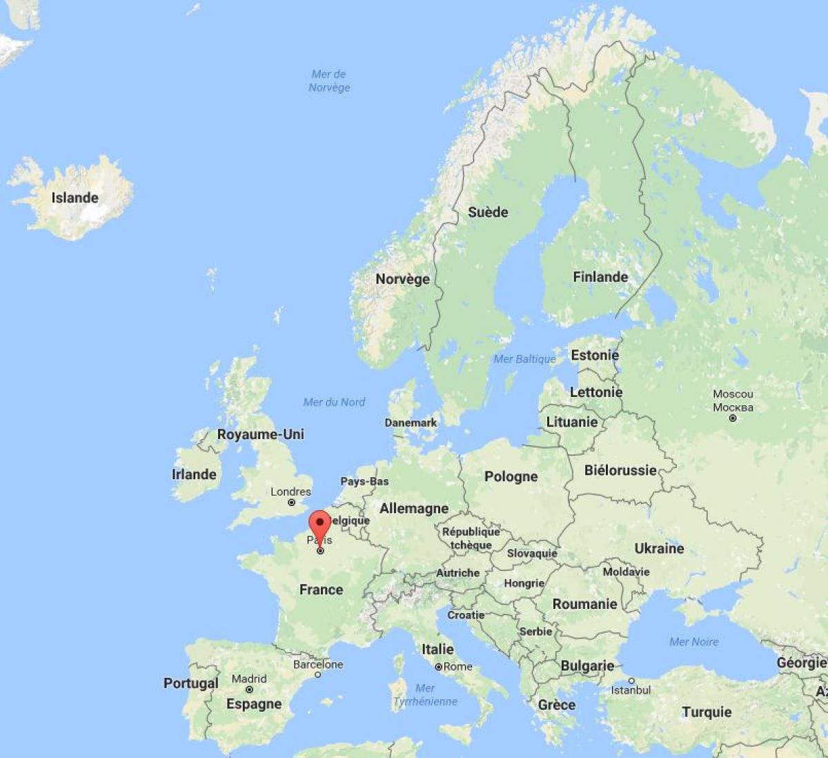 Karte von paris auf die Europa-Karte
