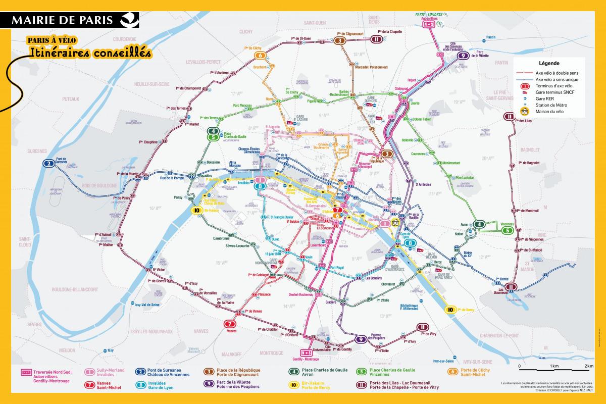 Karte von Paris bike ride