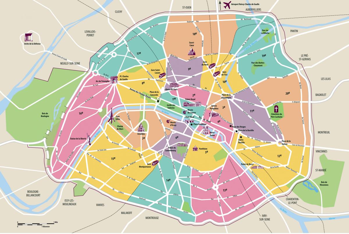 Stadtplan von Paris für innerbetriebliche