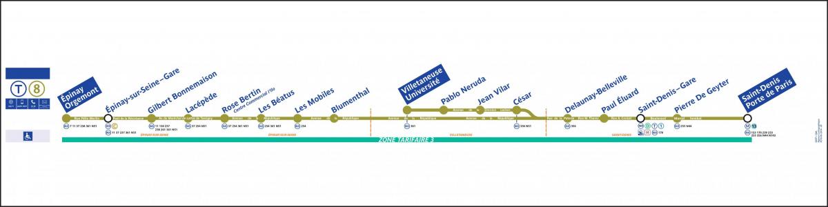 Karte von Paris Tramway T8