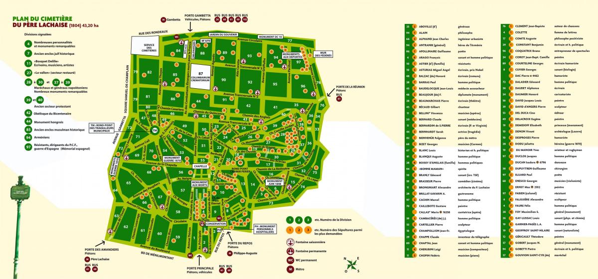 Karte von Père-Lachaise-Friedhof