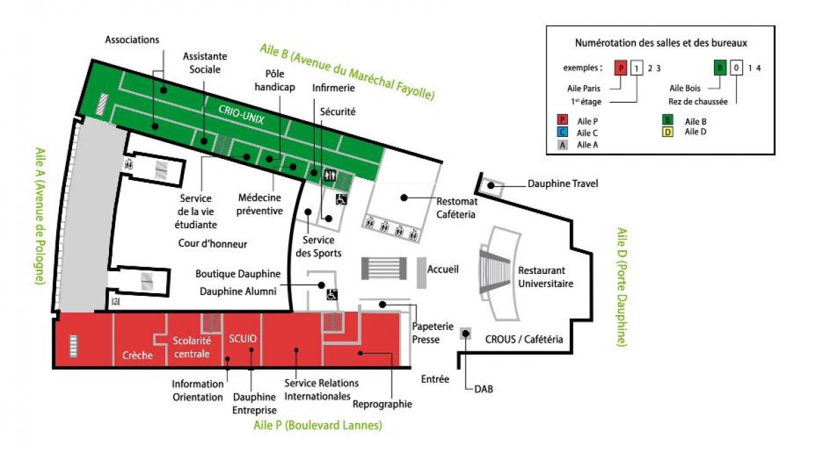 Karte von Universität Dauphine - Erdgeschoss