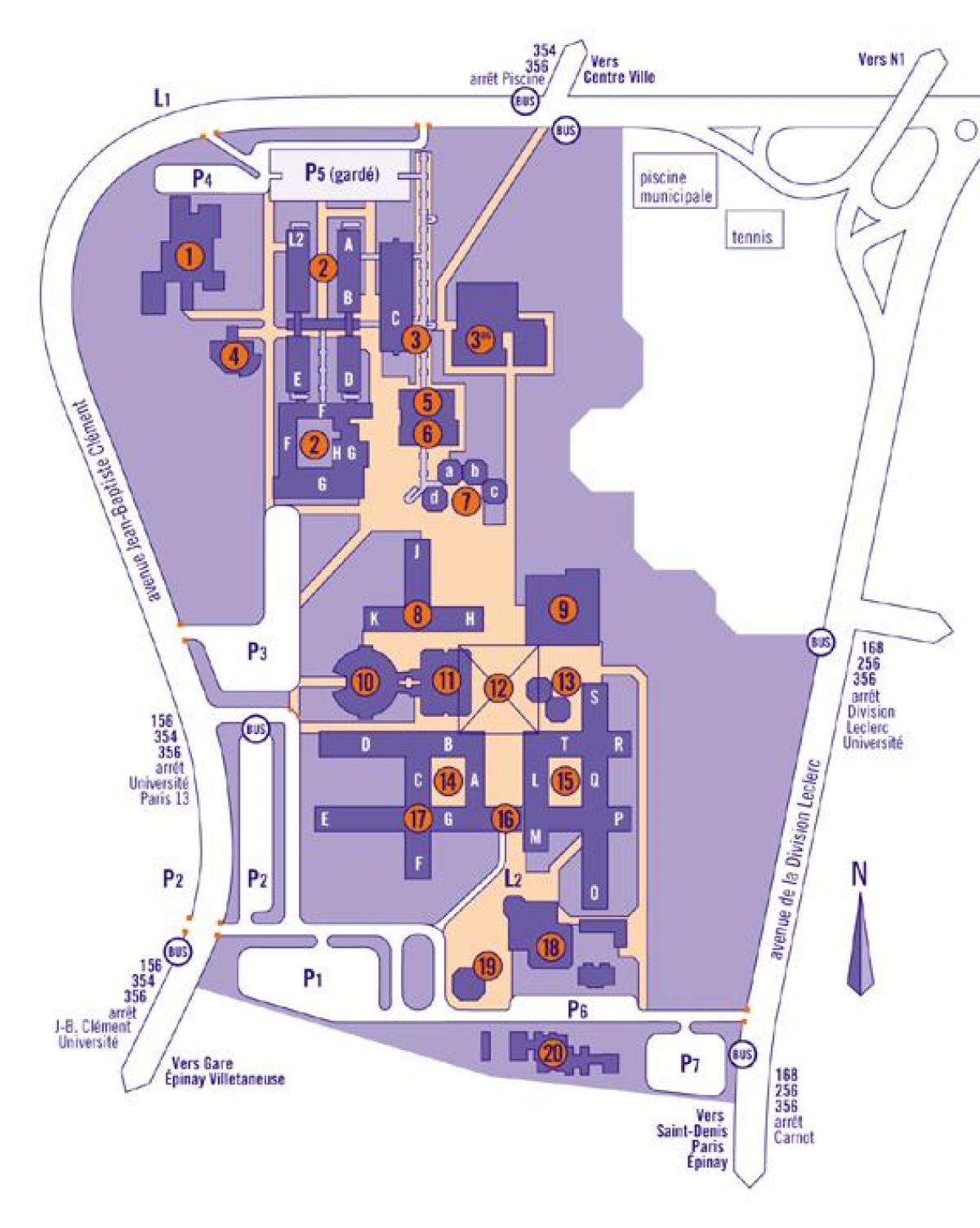 Karte von der Universität Paris 13