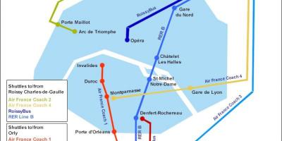 Karte von Paris airport shuttle