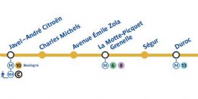 Karte von Paris U-Bahn-Linie 10