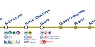 Karte von Paris U-Bahn-Linie 3