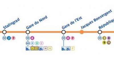 Karte von Paris U-Bahn-Linie 5