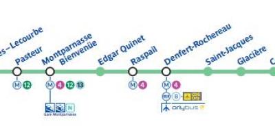 Karte von Paris U-Bahn-Linie 6