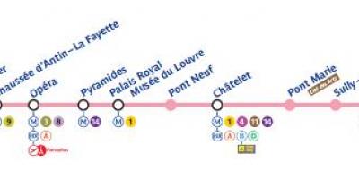 Karte von Paris U-Bahn-Linie 7