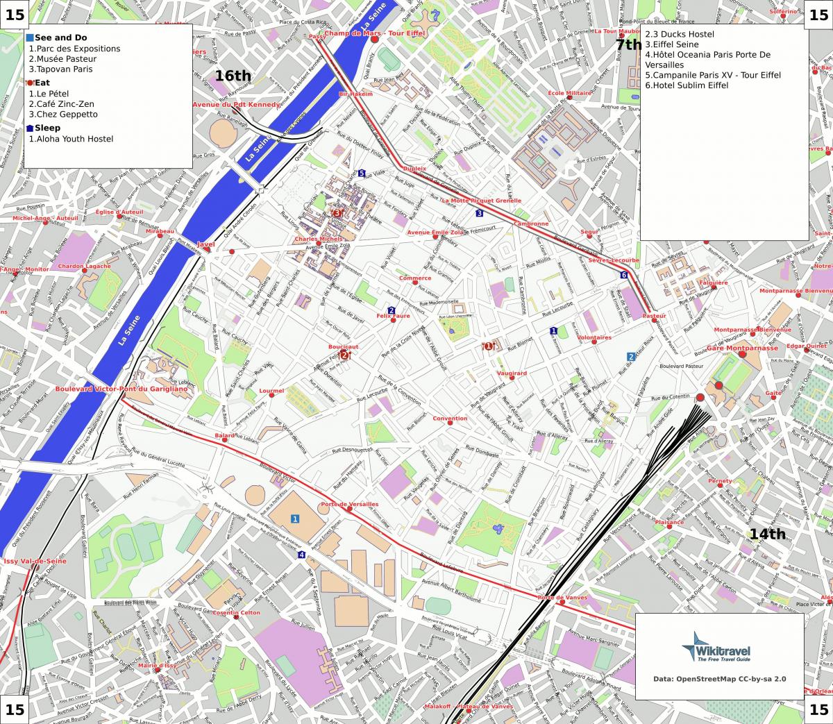 Landkarte von 15th arrondissement von Paris