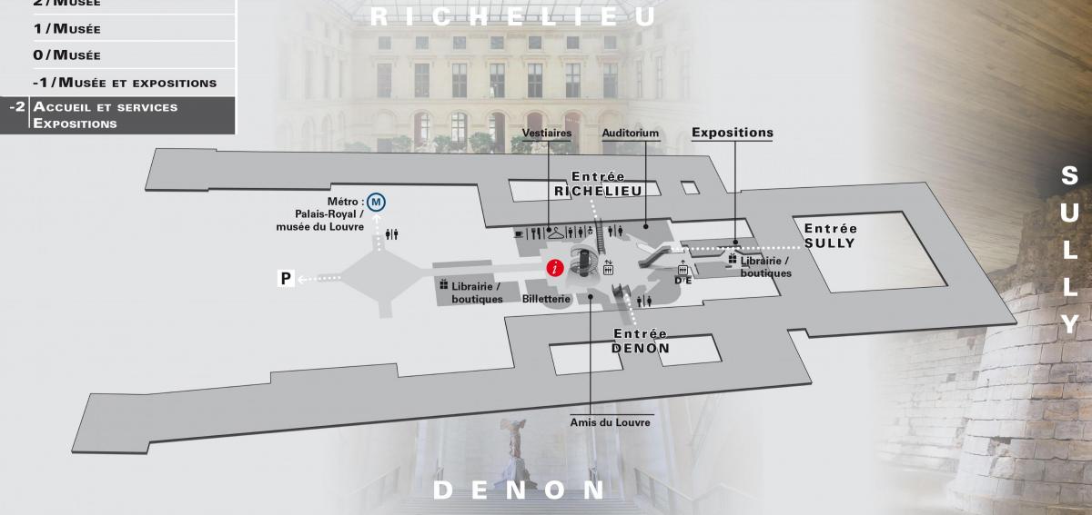 Karte von Der Louvre-Museum, Ebene -2