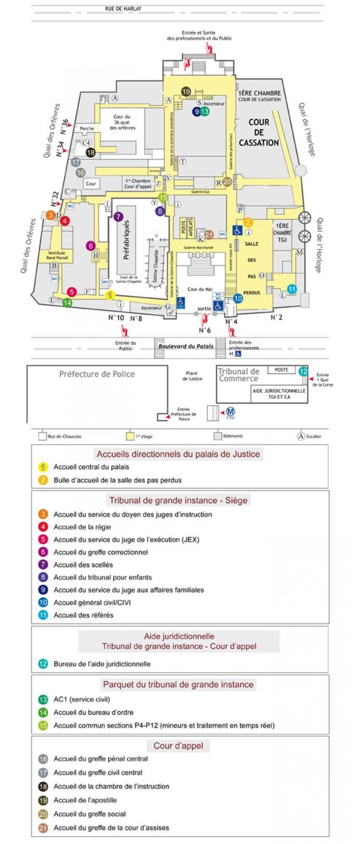 Karte Der Palais de Justice von Paris