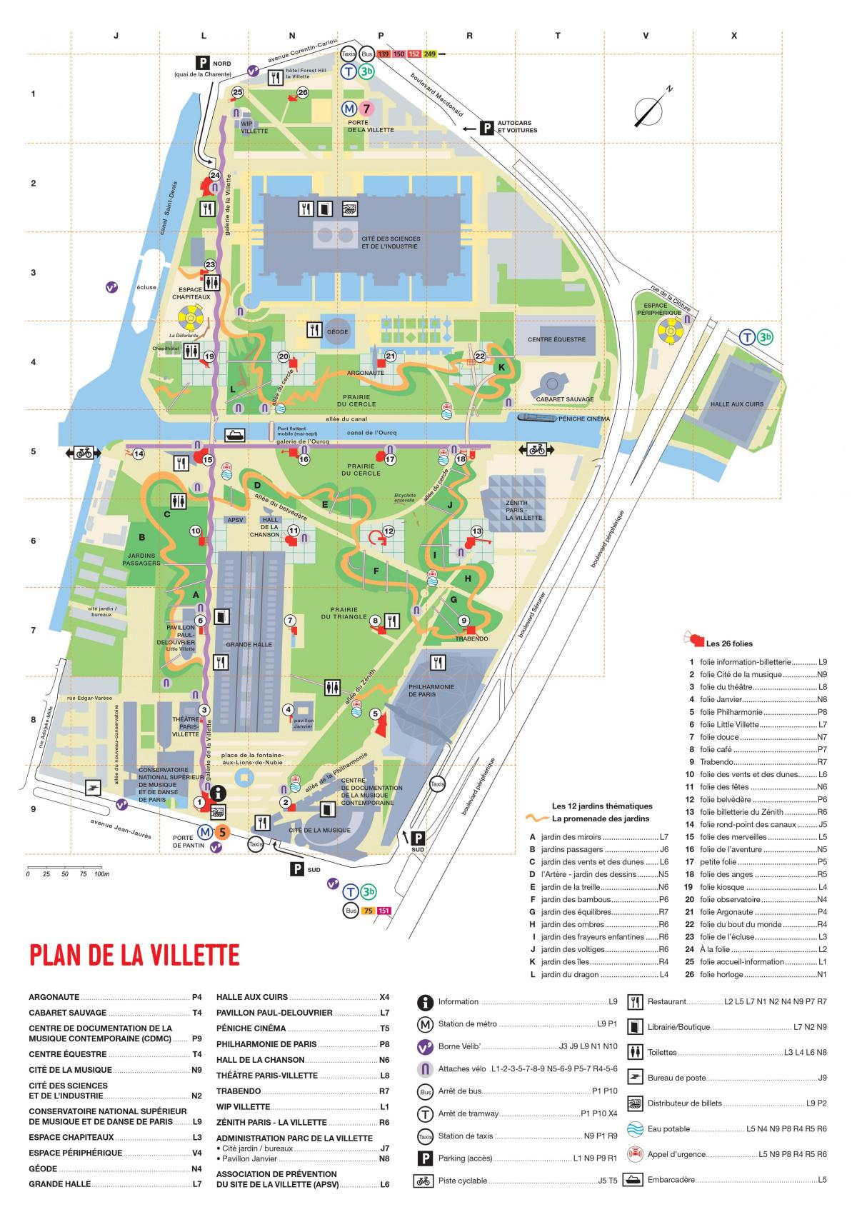 Karte des Parc de la Villette