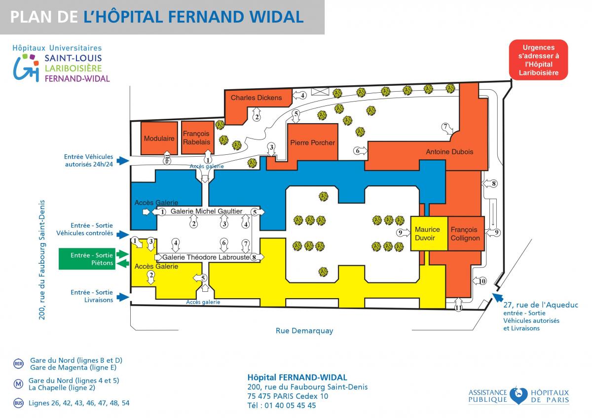 Karte von Fernand-Widal hospital