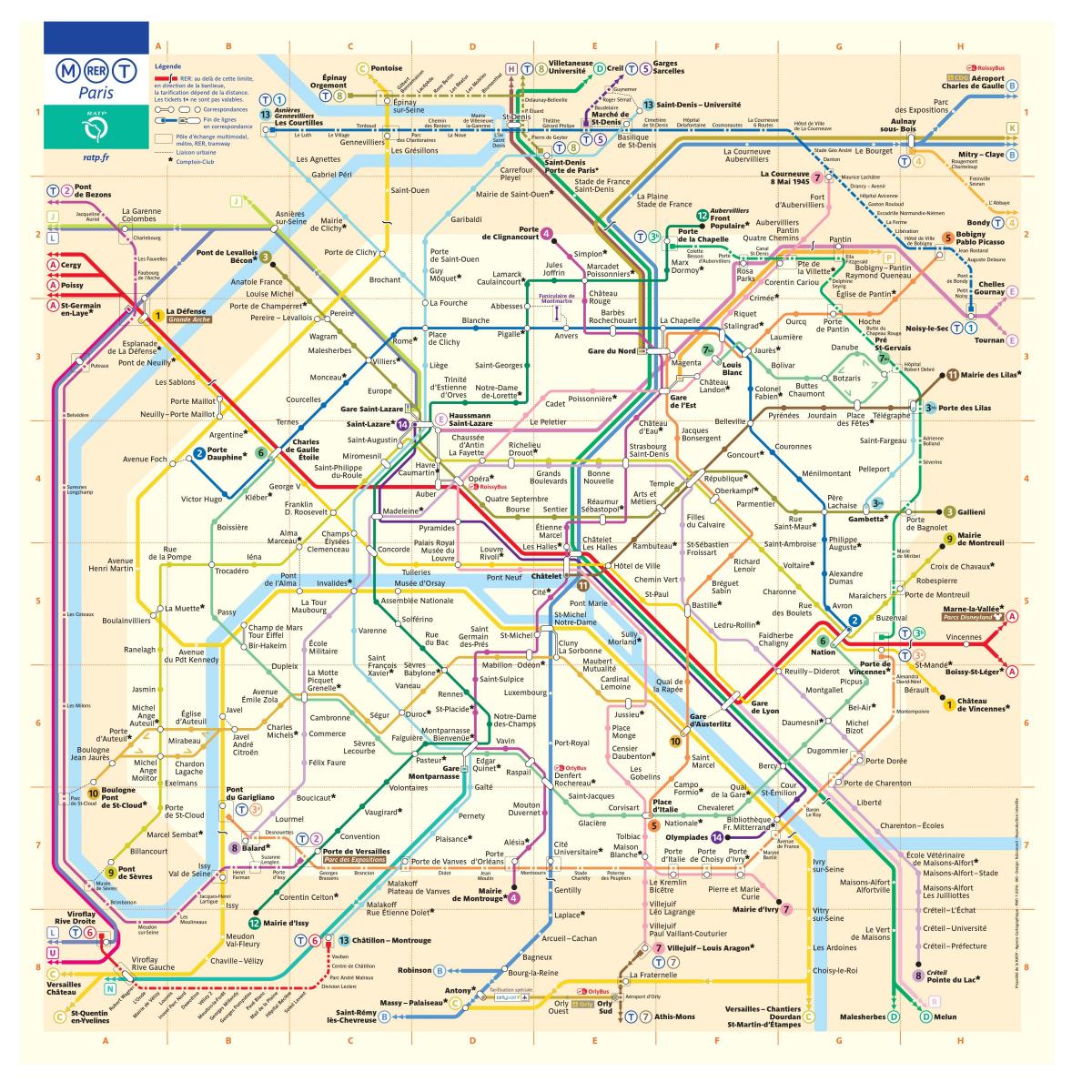 Karte von Paris metro