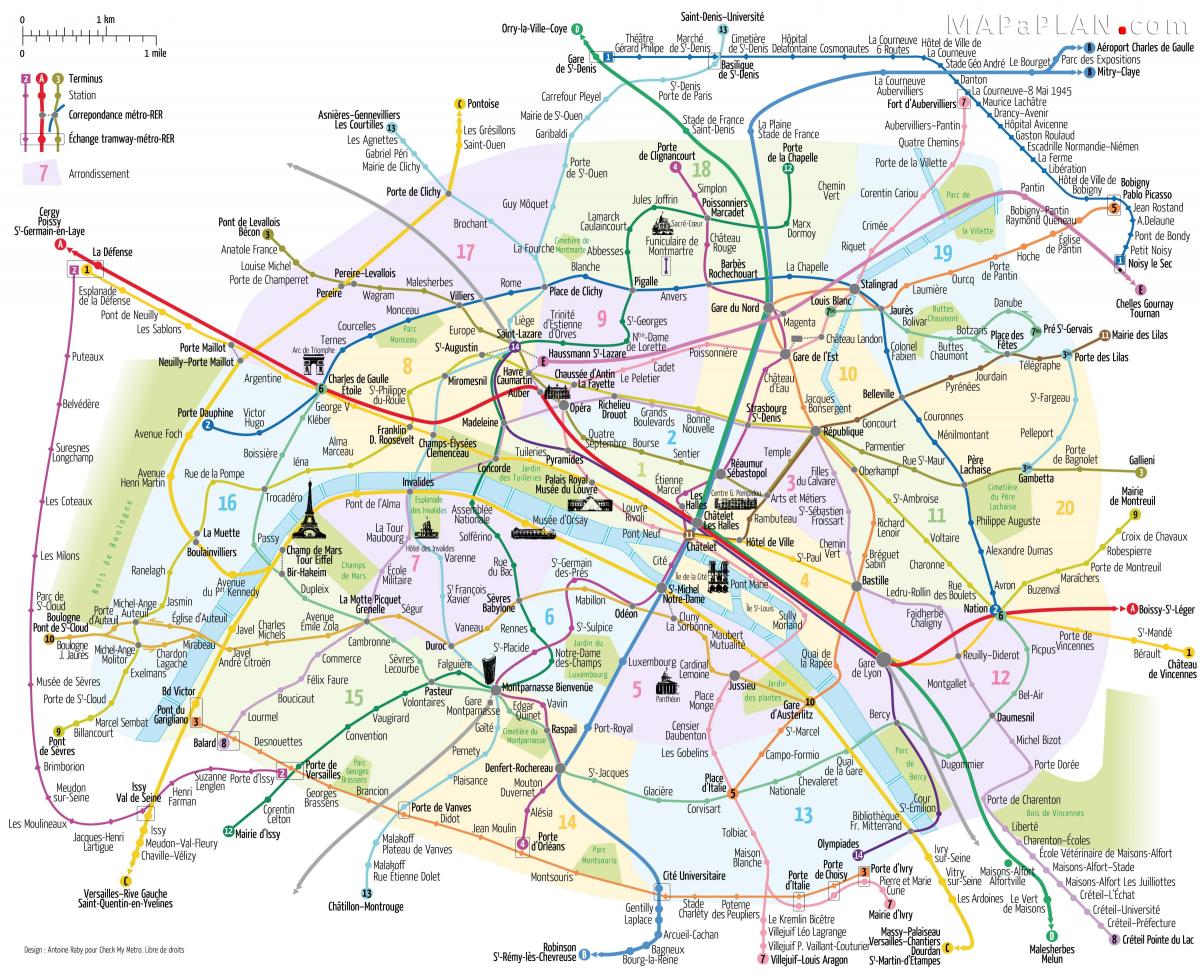 Karte von Paris U-Bahn